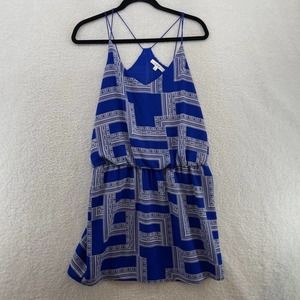 Noroh Womens Dress Size Large Blue A-Line Geometric tropical beach greece